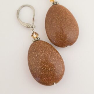 Italian Goldstone & Swarovski Crystal Beads Earrings