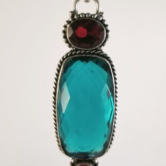 Garnet & Teal Topaz Pendant