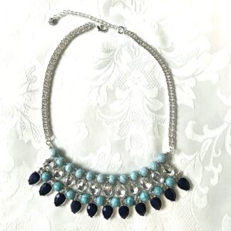 Turquoise & Crystal Bib Necklace