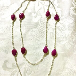 Ruby Sterling Silver Necklace 34" long