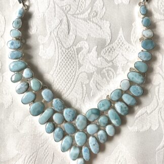 Larimar 925 Sterling Silver Bib Adjustable Necklace