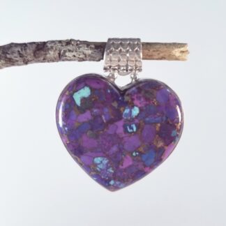 Purple Turquoise SS Heart Pendant