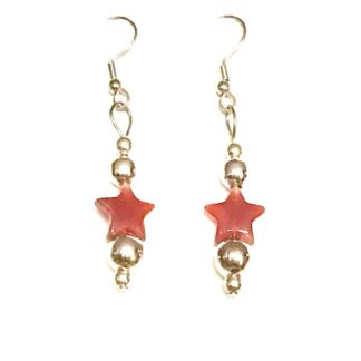 Carnelian Star Sterling Silver Bead Dangle Earrings