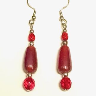 Red Murano Glass & Sterling Silver Bead Dangle Earrings